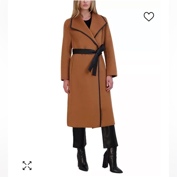 New TAHARI Wool Blend Belted Wrap Coat - Picture 3 of 7